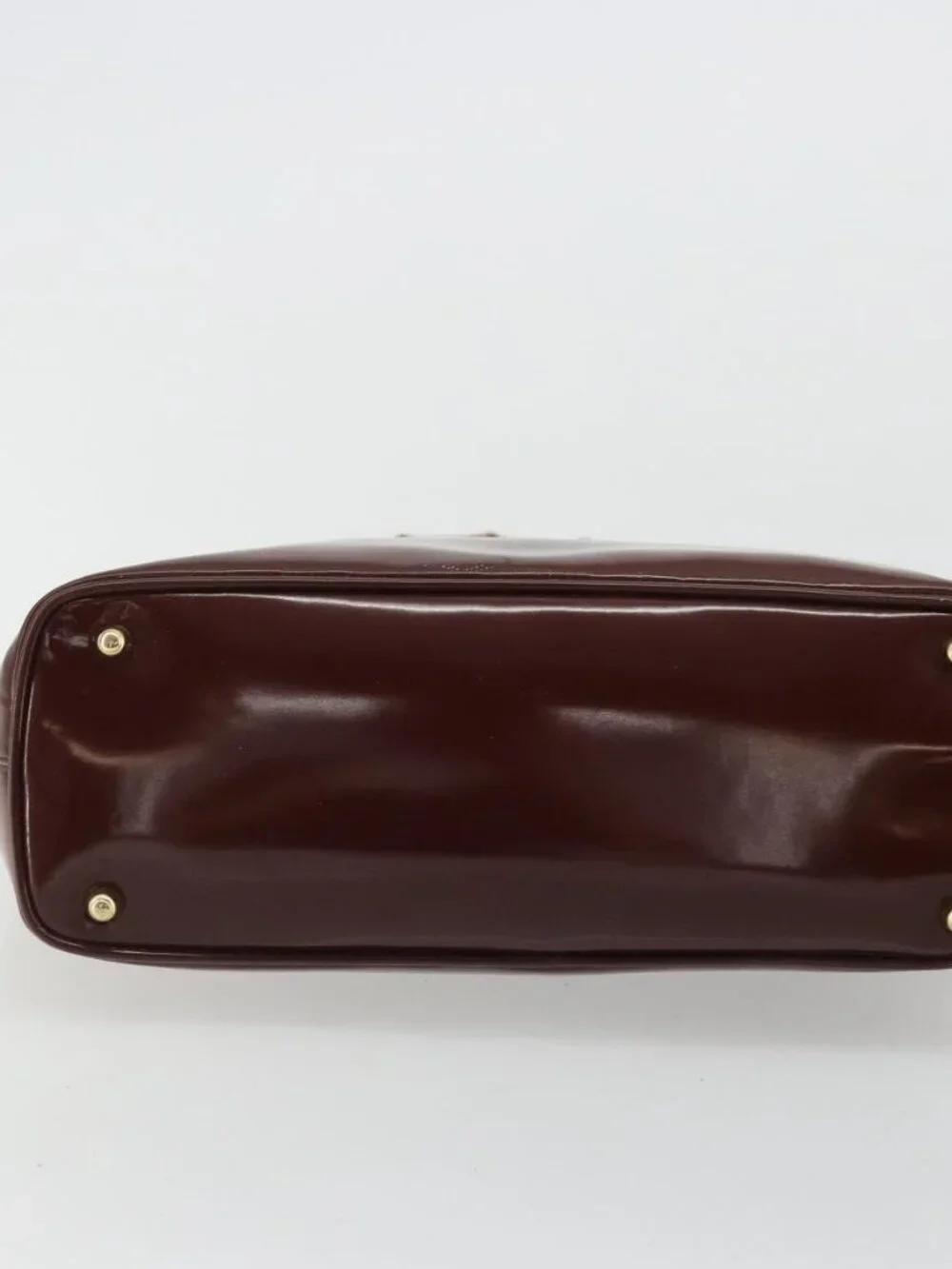 GUCCI Bamboo Hand Bag Patent leather Brown Gold 000 781 0295 Auth 175307